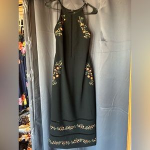 Gianni Bini (large) black crepe dress with floral embroidery NWOT